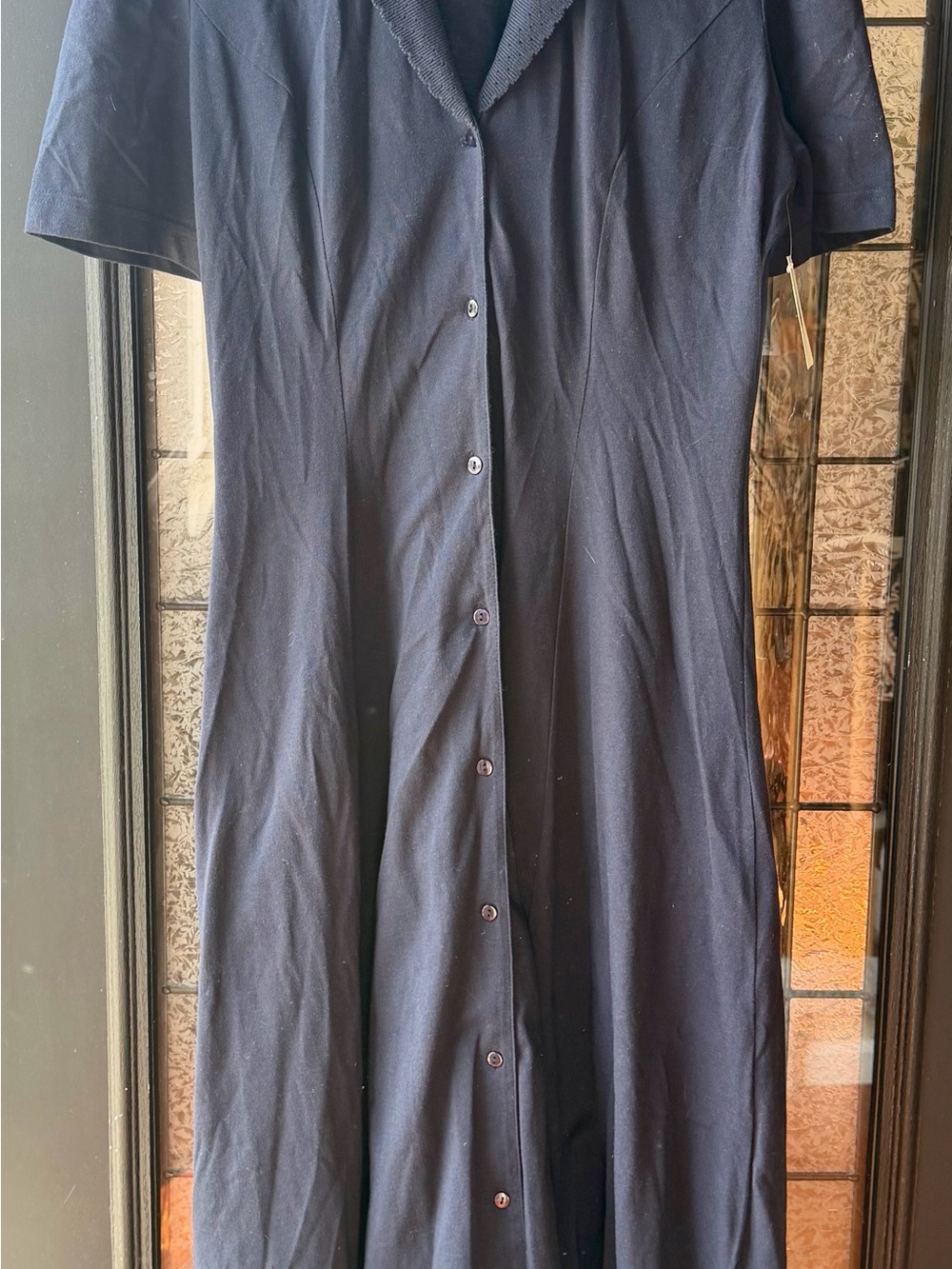 Vintage Laura Ashley Navy Blue Knit Maxi Dress Nautical Style